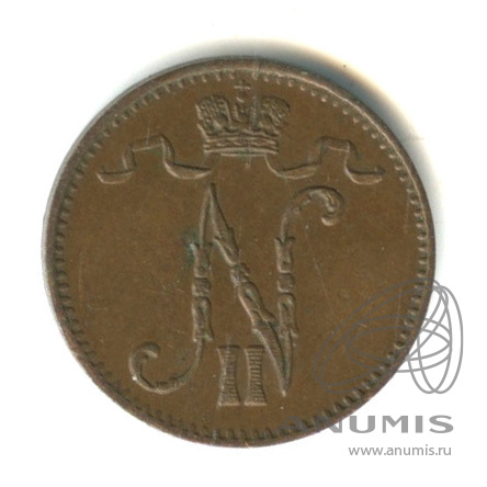 1 пенни 1902 — Для Финляндии. Вензель Николая II