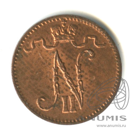 1 пенни 1915 — Для Финляндии. Вензель Николая II