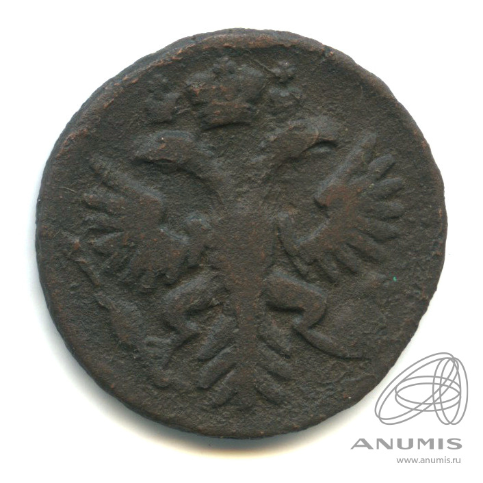 Деньга 1731 — (½ копейки) - Орел 1730 г. Над годом 2 черты (Над годом 2 черты)