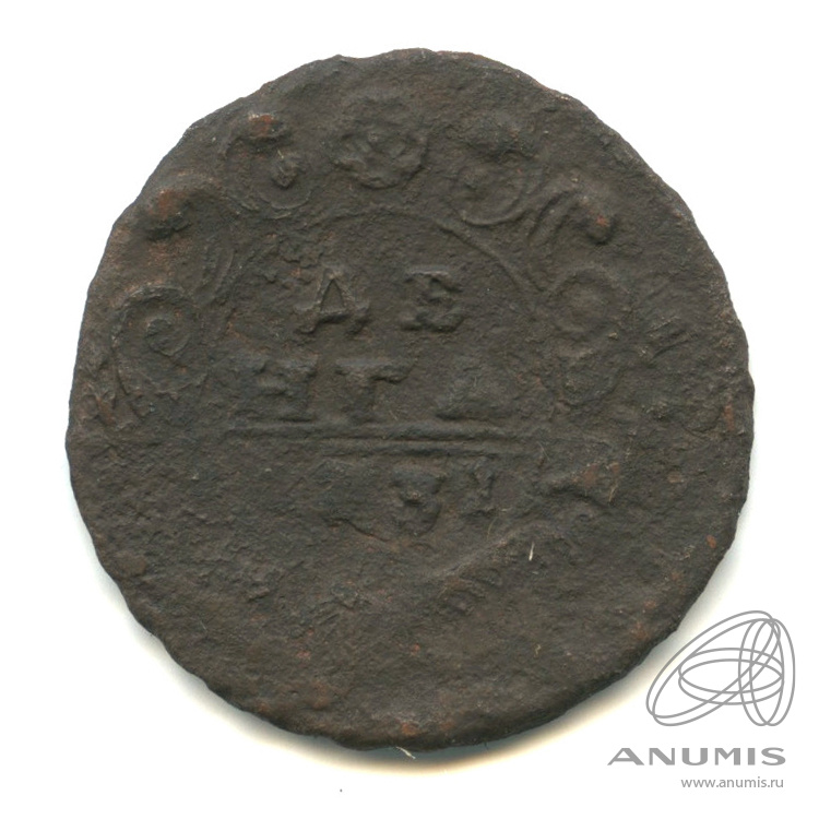 Деньга 1731 — (½ копейки) - Орел 1730 г. Над годом 2 черты (Над годом 2 черты)