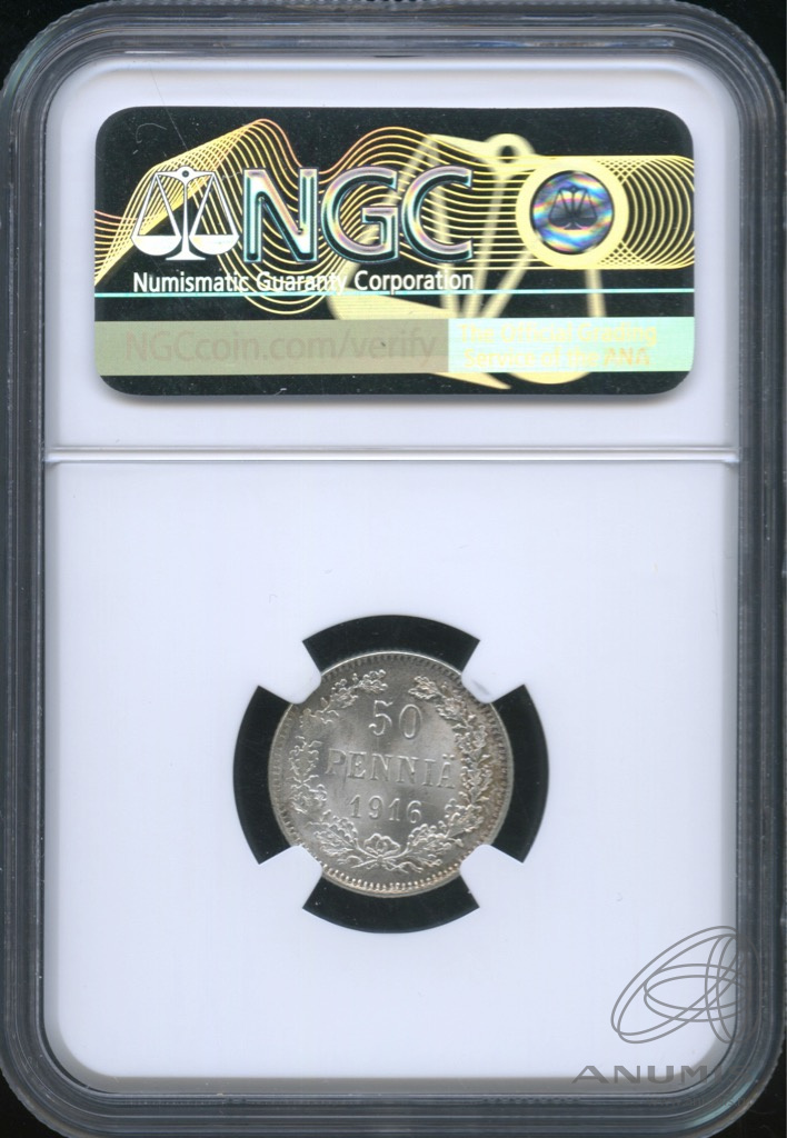 50 пенни 1916 S — Для Финляндии. В слабе NGC MS66