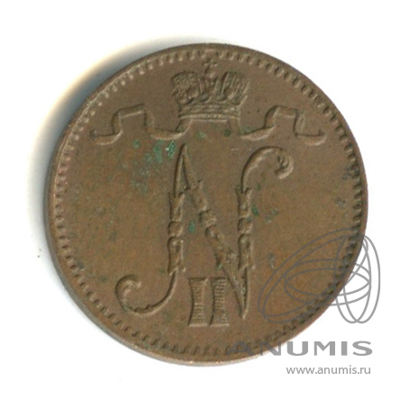 1 пенни 1907 — Для Финляндии. Вензель Николая II