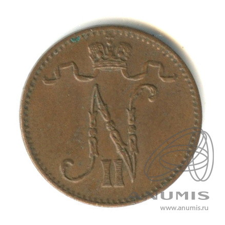 1 пенни 1911 — Для Финляндии. Вензель Николая II
