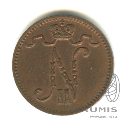 1 пенни 1913 — Для Финляндии. Вензель Николая II