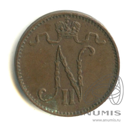 1 пенни 1911 — Для Финляндии. Вензель Николая II