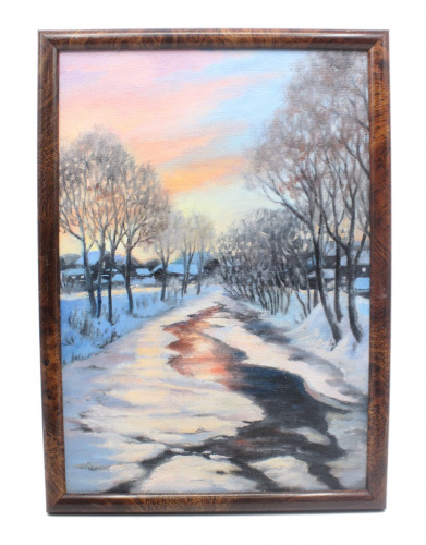 Картина «Февральский вечер» 32×23 см. Масло, холст