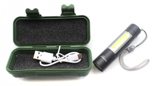 USB Фонарик, 9 см. + провод. В футляре
