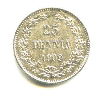 25 пенни — Для Финляндии 1909 L