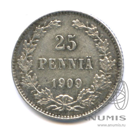 25 пенни 1909 L — Для Финляндии
