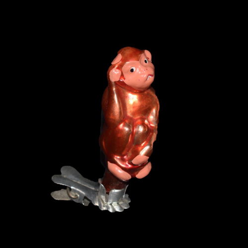 Елочная игрушка «Обезьянка». Стекло, роспись. Размер 3×8 см