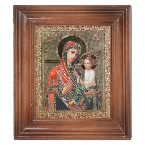 Икона Тихвинской Божьей Матери. Размер 14×16,5 см