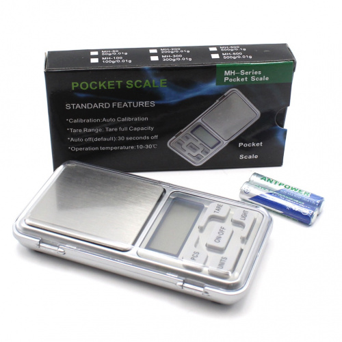 Весы электронные «Pocket Scale». Предел измерения 100 гр/0,01 гр. Размер 6×12 см. С коробкой и батарейками