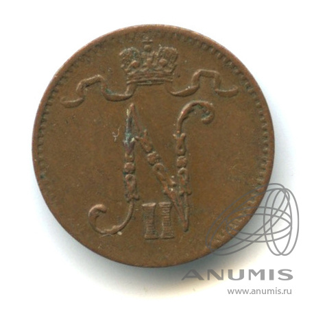1 пенни 1916 — Для Финляндии. Вензель Николая II