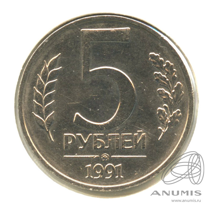 5 рублей 1991 ММД — В холдере