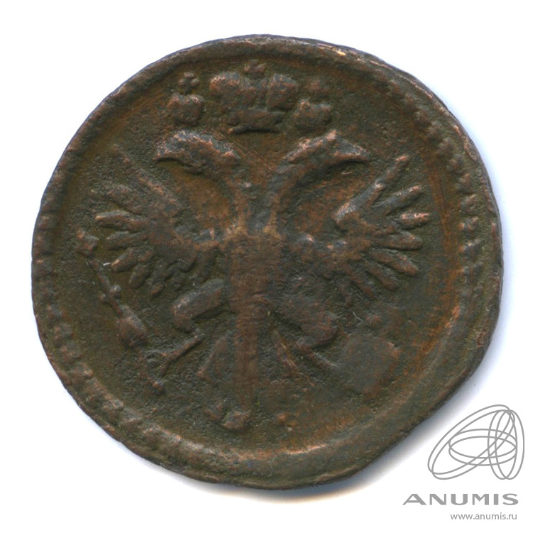 Деньга 1731 — (½ копейки) - Орел 1730 г. Над годом 2 черты (Над годом 2 черты)
