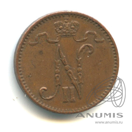 1 пенни 1916 — Для Финляндии. Вензель Николая II