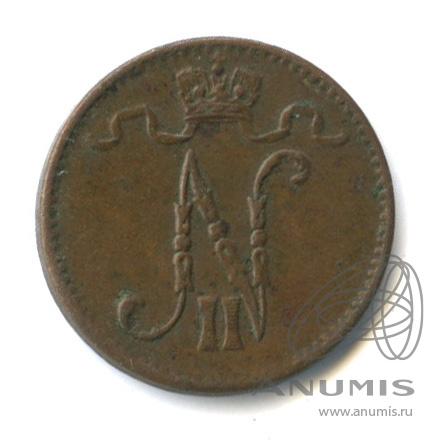 1 пенни 1912 — Для Финляндии. Вензель Николая II