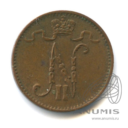 1 пенни 1916 — Для Финляндии. Вензель Николая II
