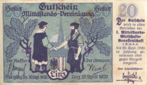 20 геллеров. Нотгельд 1920