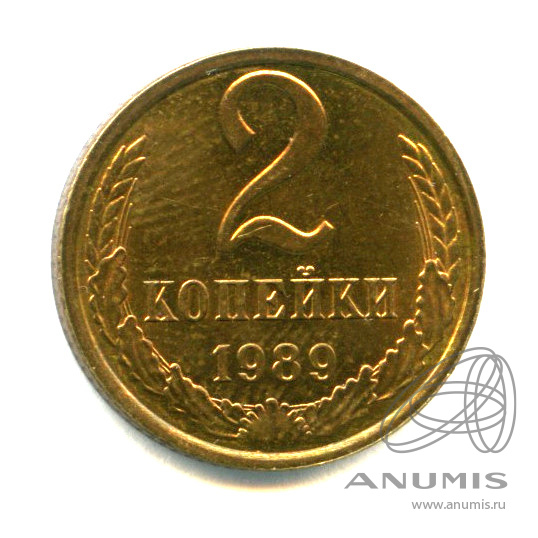 2 копейки 1989 — Яркий штемпельный блеск