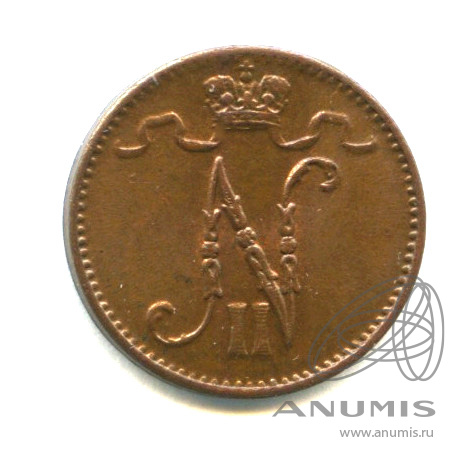1 пенни 1914 — Для Финляндии. Вензель Николая II