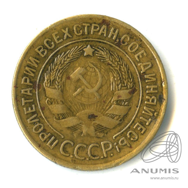 3 копейки 1929 — Венок 7 лент. Круговая надпись