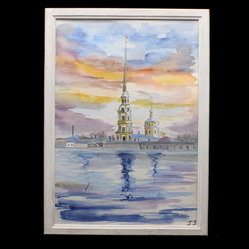Картина «Петропавловская крепость». Акварель. За стеклом. Размер 23,5×32 см