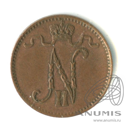 1 пенни 1912 — Для Финляндии. Вензель Николая II