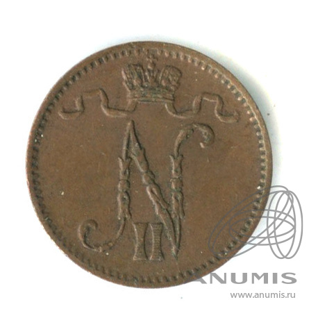 1 пенни 1912 — Для Финляндии. Вензель Николая II