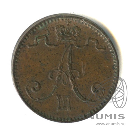 1 пенни 1891 — Для Финляндии. Вензель Александра III