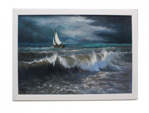 Картина «Штормовое море». 32×23 см. Масло. холст