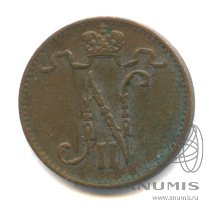 1 пенни 1913 — Для Финляндии. Вензель Николая II