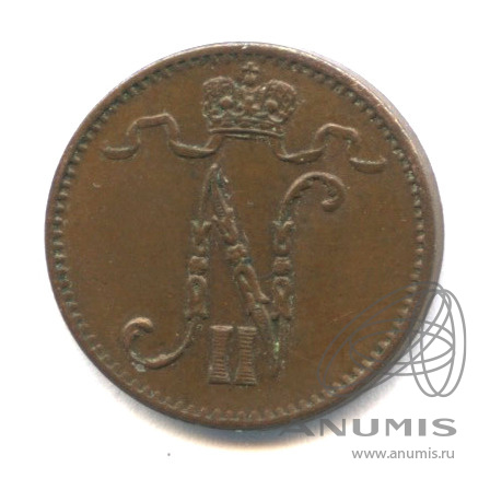 1 пенни 1915 — Для Финляндии. Вензель Николая II