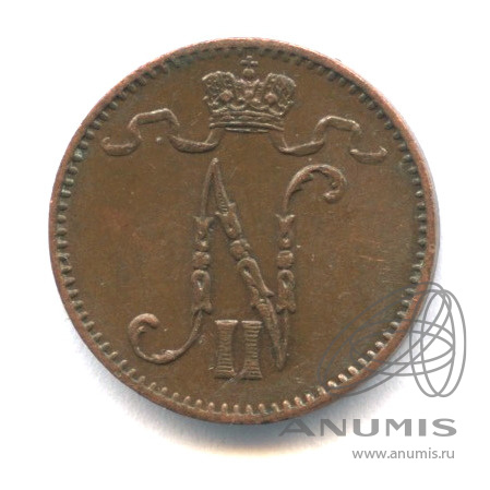 1 пенни 1915 — Для Финляндии. Вензель Николая II