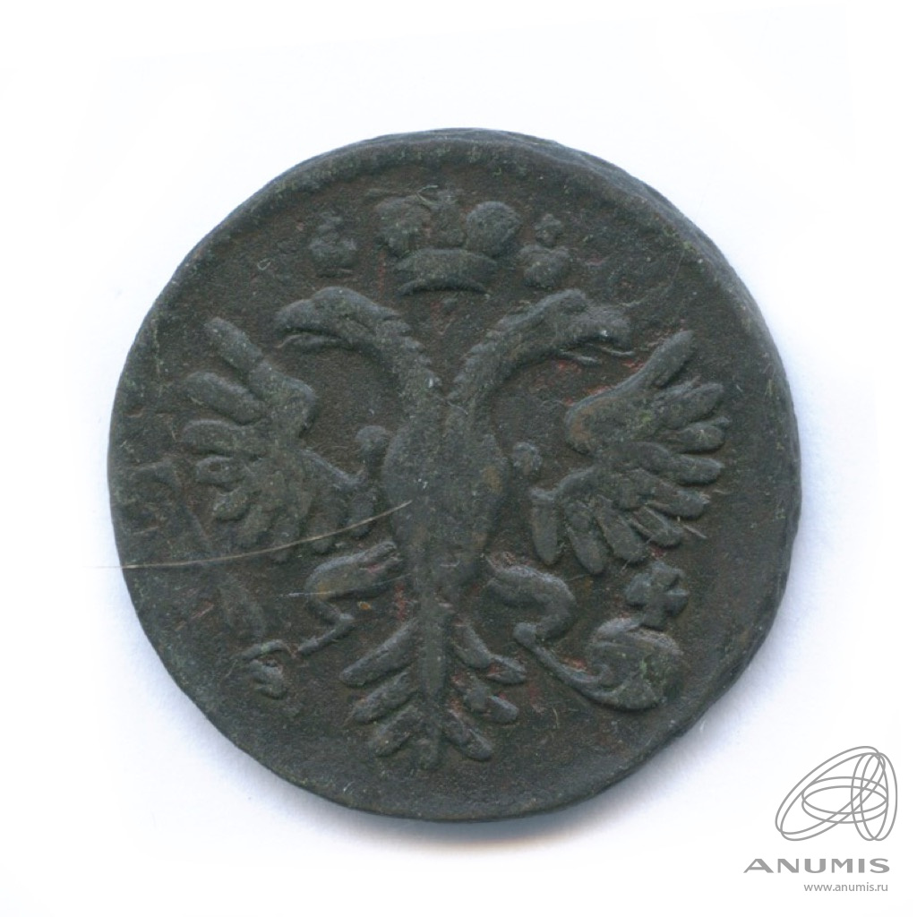 Деньга 1731 — (½ копейки) - Орел 1730 г. Над годом 2 черты (Над годом 2 черты)
