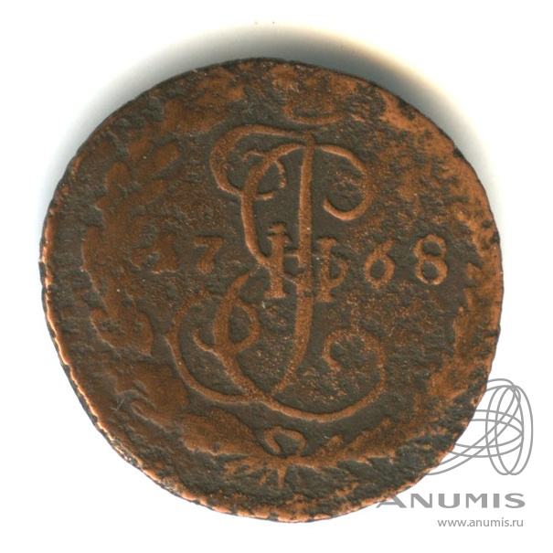 Деньга 1768 ЕМ — ½ копейки