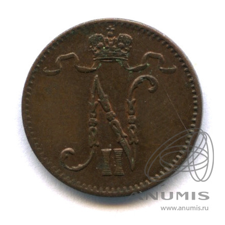 1 пенни 1915 — Для Финляндии. Вензель Николая II