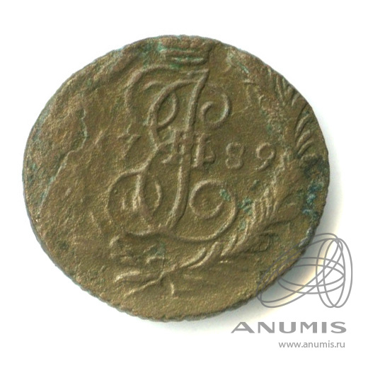 Полушка (¼ копейки) 1789 ЕМ — (¼ копейки) - Вензель императрицы Екатерины II Великой