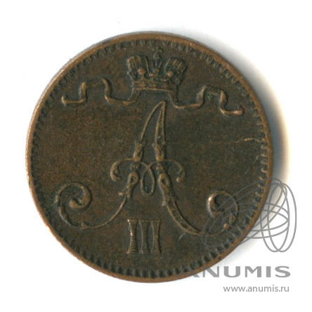 1 пенни 1888 — Для Финляндии. Вензель Александра III