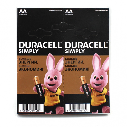 Батарейки АА «DURACELL Simply». 12 штук в комплекте. Срок годности 01/2032