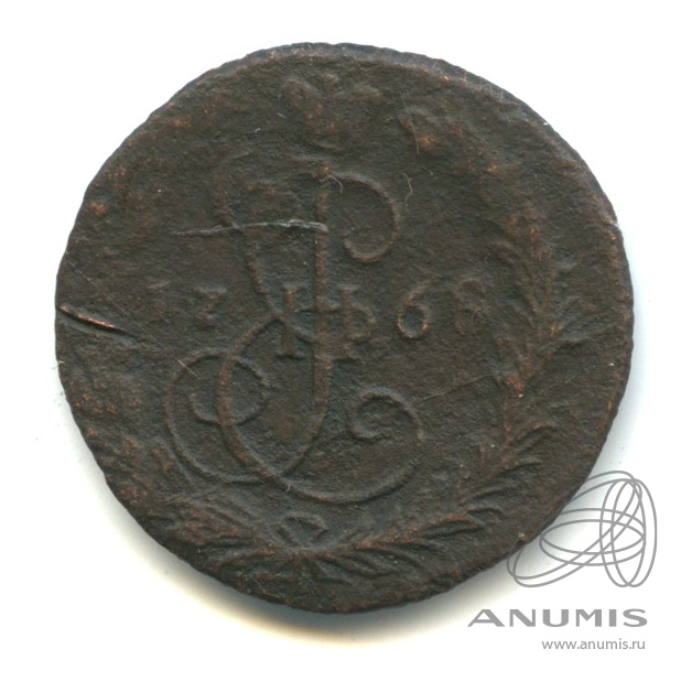 Деньга 1768 ЕМ — ½ копейки