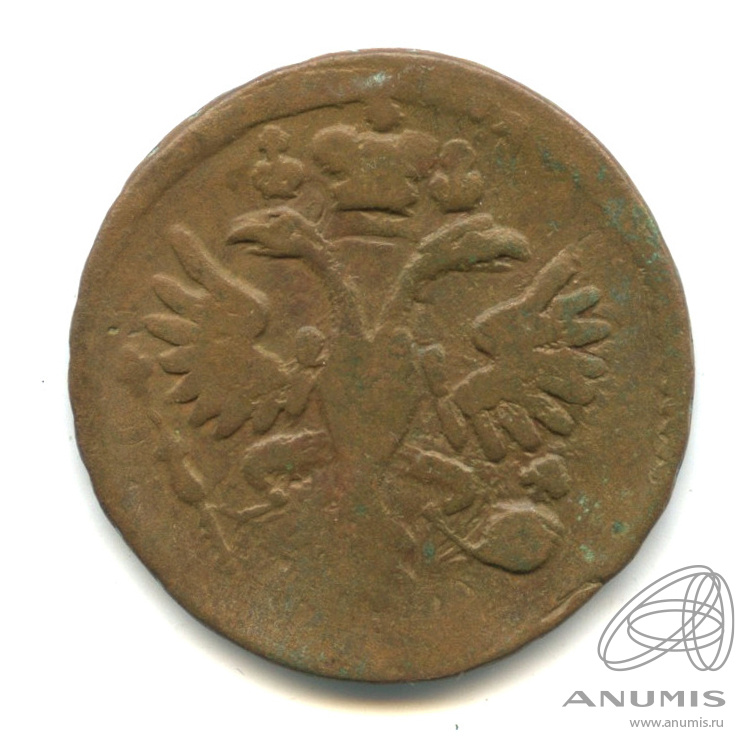 Деньга 1731 — (½ копейки) - Орел 1730 г. Над годом 2 черты (Над годом 2 черты)