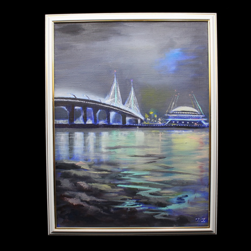 Картина «Питер ЗСД». Автор: Галина Гусева. Масло, холст. Размер 33×43 см. Оформлена, с подписью автора