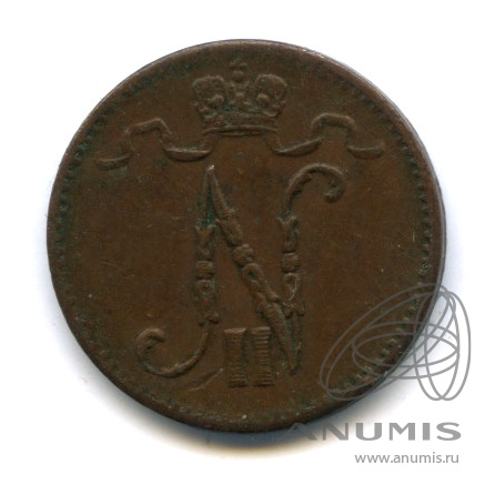 1 пенни 1916 — Для Финляндии. Вензель Николая II