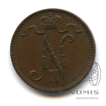 1 пенни 1914 — Для Финляндии. Вензель Николая II