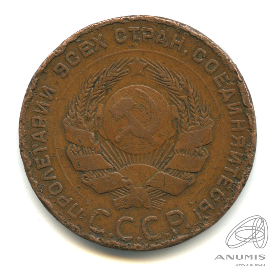 5 копеек 1924 — Гурт гладкий. На Николаевском кружке. Земной шар плоский (Земной шар плоский)
