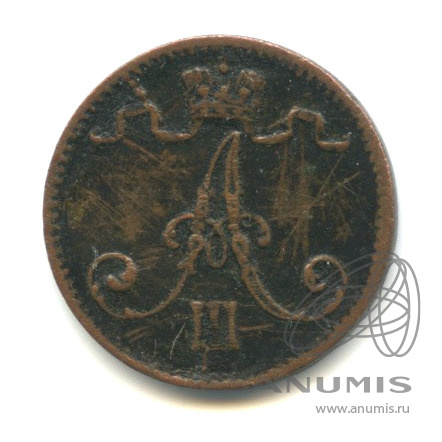1 пенни 1888 — Для Финляндии. Вензель Александра III. В капсуле