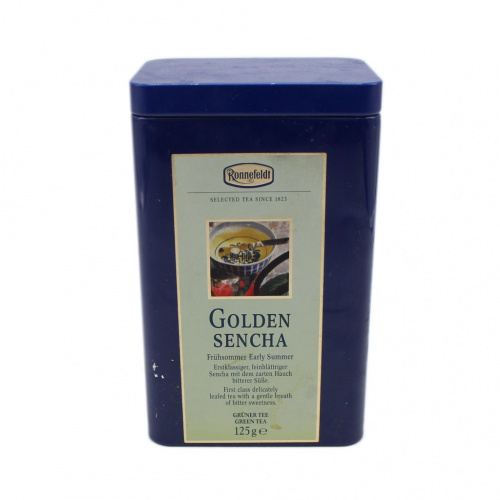 Жестяная банка из-под чая «Golden sencha», 14×8,5 см