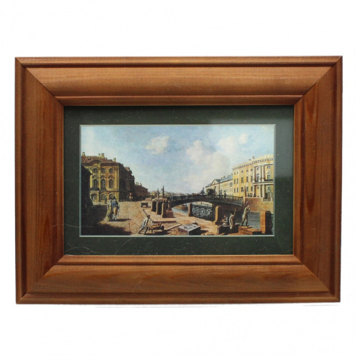 Репродукция в деревянной раме. За стеклом. Размер 15,5×20,5 см