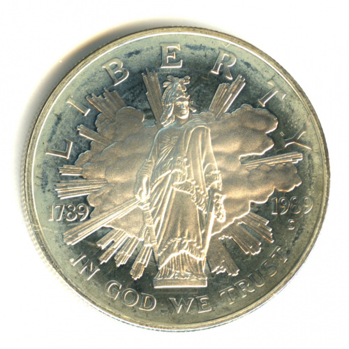 1 доллар — 200 лет Конгрессу 1989 S. В капсуле